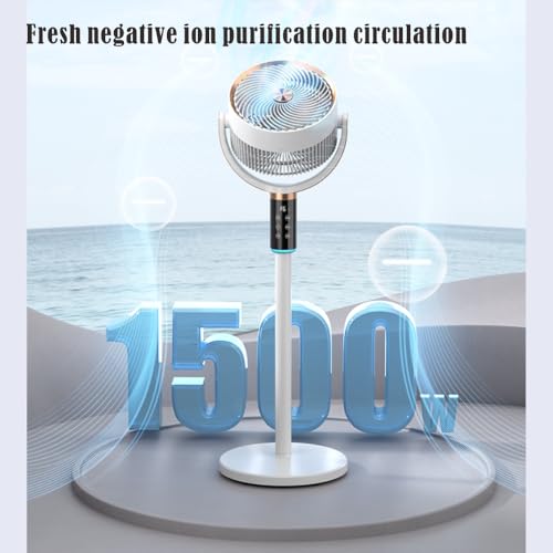 Floor Standing Fan with Remote Control - 8 Speed Adjustable Height, Timer, Shaking Head & Night Light, Quiet & Powerful Air Circulator for Bedroom, Home, Office - Household Pedestal Fans
