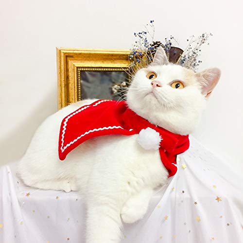 Legendog Cat Costumes Christmas Pet Costumes Red Velvet Pet Cape Pet Apparel for Small Dogs and Cats