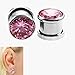 Xpircn 6G-00G Stainless Steel Cubic Zirconia Screw Tunnels Ear Stretcher Plugs Piercing Gauges