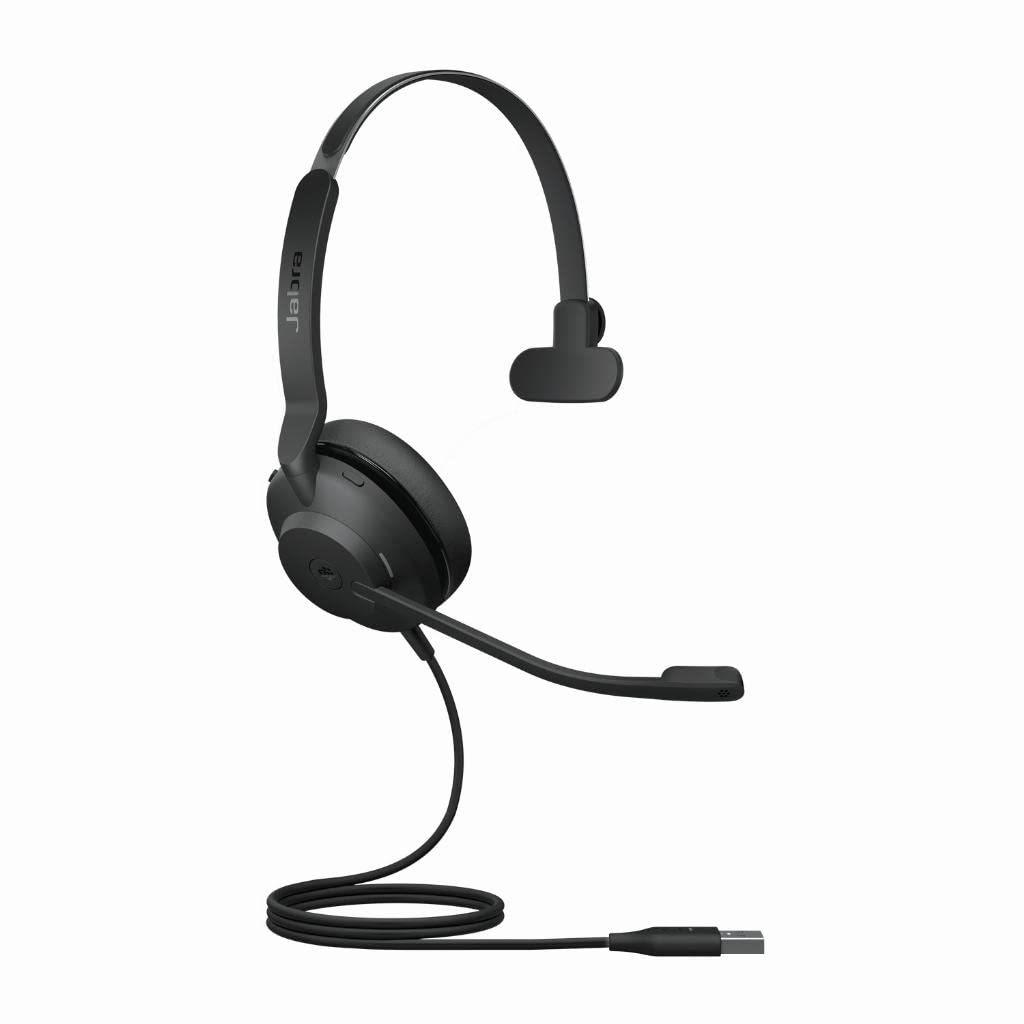 Jabra Evolve2 30 Headset - Mono headset with noise cancelling - Certified for Microsoft Teams - with 2-microphone call technology - USB-A cable - Black