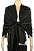 Achillea Two Tone Vintage Jacquard Paisley Pashmina Shawl Wrap Scarf (Black)