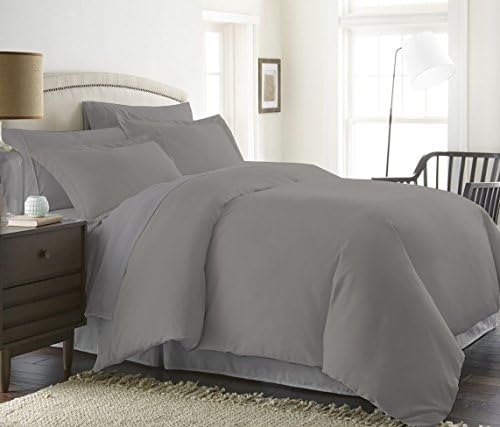 1000 Thread Count Duvet Cover With Zipper &amp; Corner Ties 100% Egyptian Cotton Luxurious &amp; Hypoallergenic ( Queen/Full, Silver ) by BED ALTER
