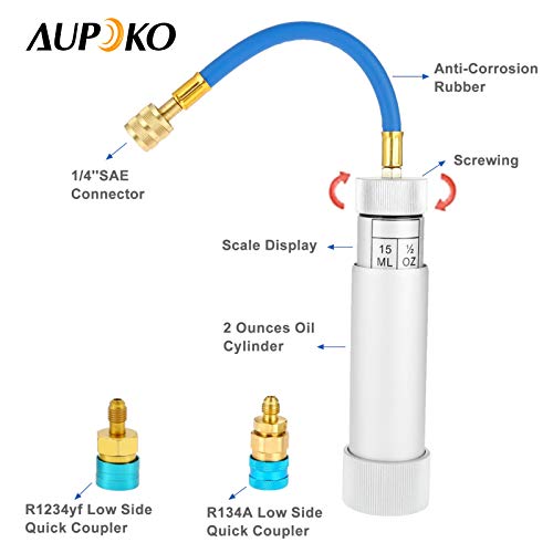 Aupoko AC Oil Injector Kit, R134A Oil Injector with R1234YF Low Side