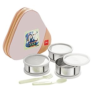Cello Eat-N-Eat 3 Container Lunch Packs, Cream Buff