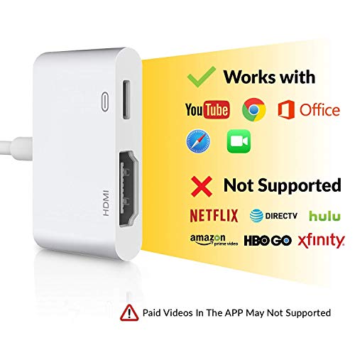 [Apple MFi Certified] Lightning to HDMI, 1080P Lightning Digital AV Sync Screen with Charging Port Compatible for iPhone 11/11 Pro/XR/XS/X 8 7 iPad, iPod on HD TV/Monitor/Projector, Support iOS 13 - Thumbnail 4