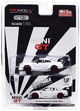 True Scale Miniatures Nissan GT-R (R35) Type 1 LB Works LibertyWalk Matt White with Rear Wing Limited Edition to 4,800 Pieces Worldwide 1/64 Diecast Model Car MGT00009
