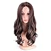 Fani Wig Long Curly Wavy Dark Brown Wigs Middle Part 22 Inch Glamorous Women Wigs Synthetic Full Wig with Free Wig Cap(Dark Brown)