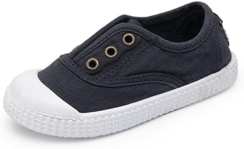 KaMiao Toddler Canvas Light Weight Slip-on Sneakers Flats For Walking KM167-Blue01-24