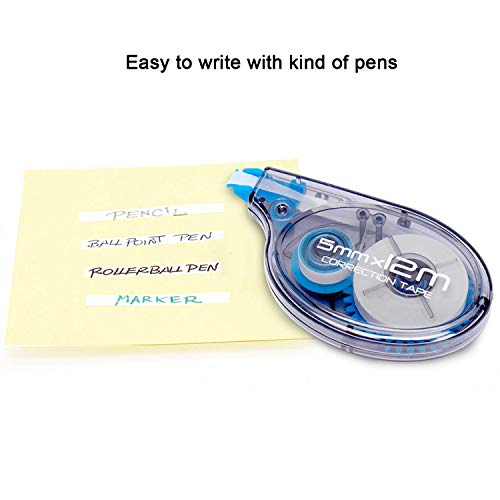 Lasten Correction Tape Set, Tear Resistant Office School White Corrective Tape (12pcsX13yds)
