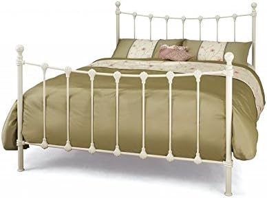 Marseilles Metal Double Bed, 135 cm, Ivory Gloss