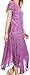 Sakkas 16800 - Sayli Long Tie Dye Cap Sleeve Embroidered Wide Neck Caftan Dress / Cover Up - Purple - OS