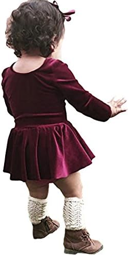 Cenhope Toddler Baby Girls Dress Red Black Plaid Long Sleeve Skirt Set with Bow Headband