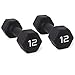 CAP Barbell Black Neoprene Coated Dumbbell, 12 lb Pair