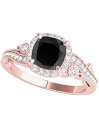 1.50 Ct. Black and White Diamond Princess Cut Engagement Ring for Women Crafted in 18K Solid White Rose Yellow Gold - 4Prong Diamond Ring - Wedding Jewelry Collection