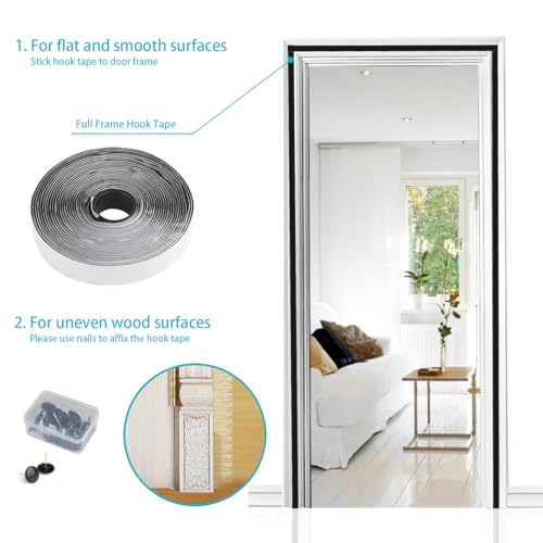 Apalus Fly Screen Door, Magnetic Insect Protection, Ideal for Balcony Doors, Cellar Doors and Patio Doors, Easy to Attach with Adhesive, No Drilling, Cannot be Shortened, 100 x 220 cm, Black