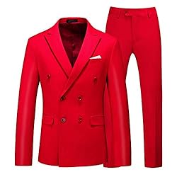MOGU Mens 2 Piece Suit Slim Fit Double Breasted
