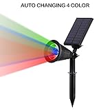 T-SUN LED Solar Spotlight LED Outdoor Wall Light, IP65 Waterproof, Auto-on At Night/Auto-off By Day, 180°angle Adjustable for Tree, Patio, Yard, Garden, Driveway, Stairs, Pool Area (RGB)