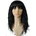 Namecute Black Curly Wig Kanekalon Synthetic Long Wigs Layered Fringe (#1B)
