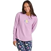 Life is Good. Women's Warm Winter Dogs Long Sleeve Snuggle Up Sleep Tee, Violet Purple