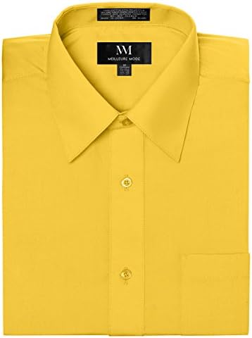 Meilleur Mode Solid Color Regular Fit Long Sleeve Dress Shirt S-5XL Light Y 2XL Sleeve 36-37