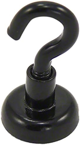 Black Painted Neodymium Hook Magnet with M4 Hook for Fridge Whiteboard, Noticeboard, Filing Cabinet or Office