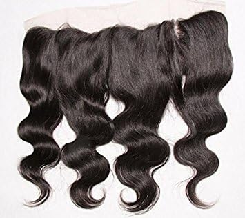 A2ZWIG Remy Hair Lace Frontal 13x4 Pre Plucked Natural Hairline Bleached Knots Body Wave Lace Closure (8 Inch, Free Part)