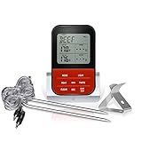 Digital Cooking Meat Thermometer Instant Read Food Thermometer With Clock Timer Mode For Smoker Oven Grilling BBQ Thermometer -LCD Backlight,Dual Long Probe
