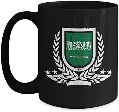 Shirt White Patriotic Saudi Arabia Flag Vintage Shield Coffee Mug 15oz Black