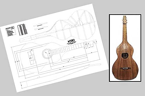 Aust Luthiers Supplies Weissenborn Style 1 Lap Slide Guitar Plan - Full Scale, 6 String, Ambidextrous, Wood Body & Neck, Rosewood Fretboard, Fixed Bridge