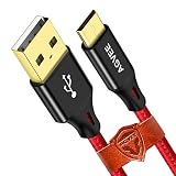 Agvee [3 Pack 6ft] 3A Fast Durable Micro USB Data Charging Cable, Braided Charger Cord for Samsung Galaxy S7 S6, J7 [V Prime Pro Sky-Pro Perx Star Neo Max 2015 2016 2017 2018], PS4, Red