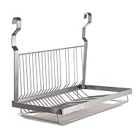 ESYLIFE Stainless Steel Hanging Dish Drying Rack with Drain Board, Silver