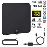 HDTV Antenna,HD Digital TV Antenna Indoor-80 Miles Long Range High-Definition TV Aerial with Amplifier Signal Booster,16.4ft Coax Cable,Support All TV's,1080P 4K Ready