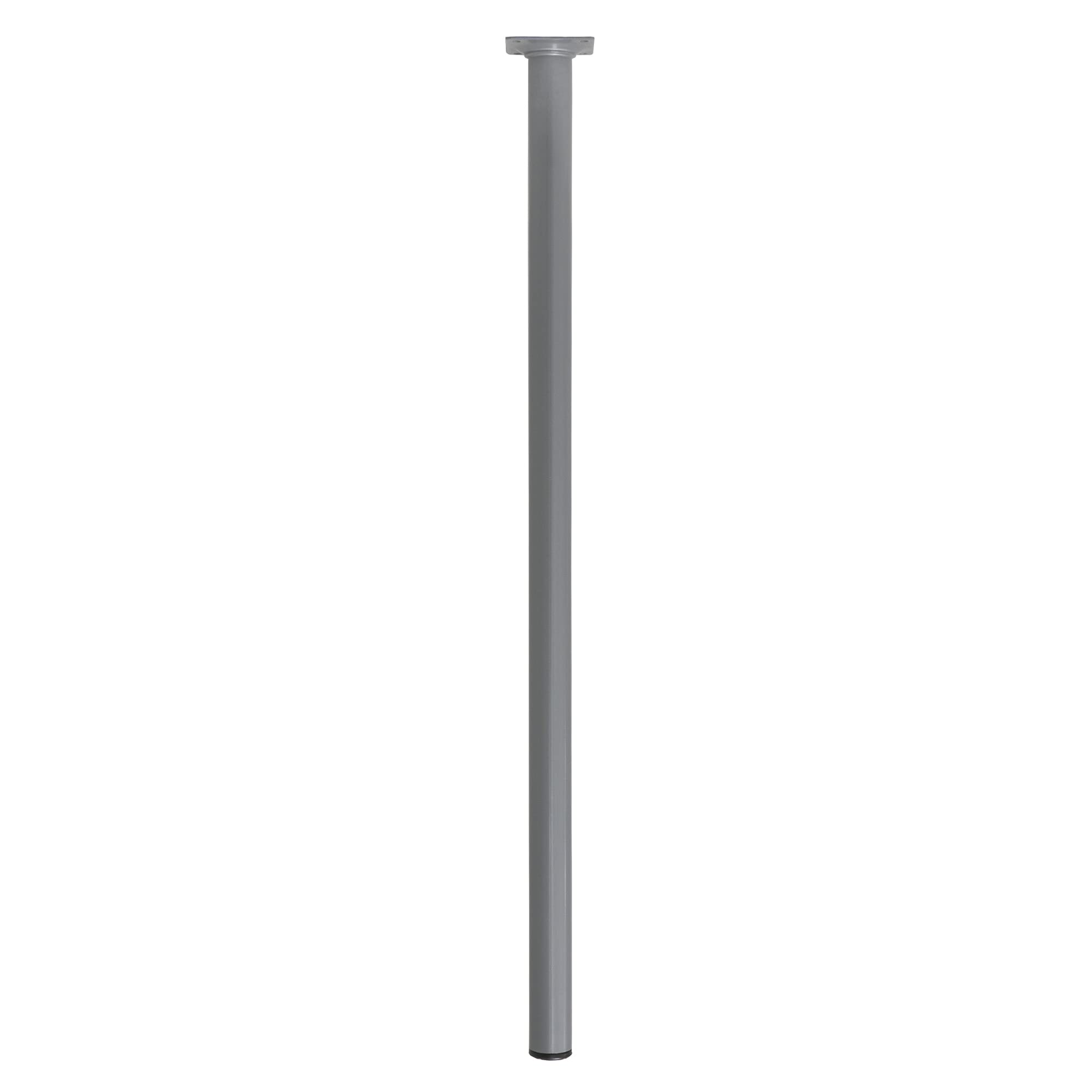 Amig - Round Furniture Leg | Mod. 4 | Diameter 30 x 700 mm | with Adjustable Screw | Screw-On | Holds Up to 15 kg/Leg | Silver Steel