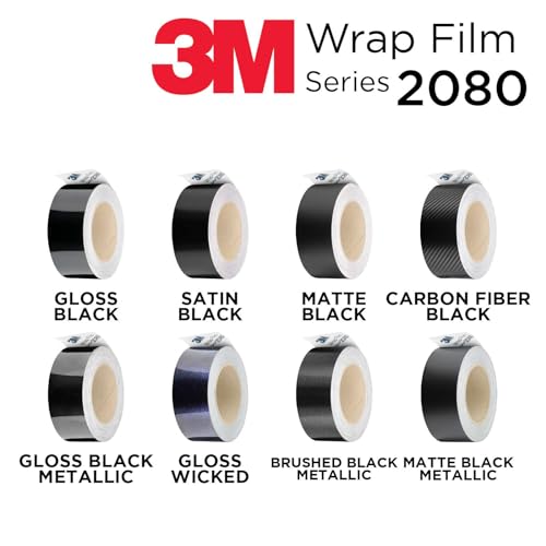 3M 2080 Gloss Black Vinyl Wrap Kit (2x50ft) - For Chrome Delete On Window & Door Trim, Includes Tool Kit