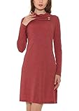 Vessos Women Long Sleeve Loose Dress Knitting Sexy Casual Shirt Dresses