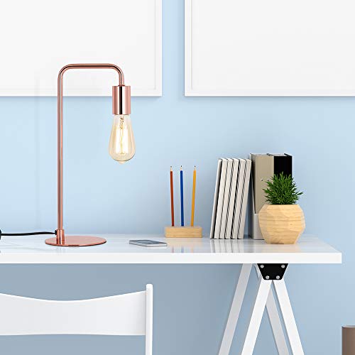 Edison Table Lamp, Industrial Nightstand Lamps, Rose Gold Desk Lamp