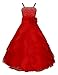 YiZYiF Kids Big Girls Flower Party Wedding Gown Bridesmaid Organza Ruffle Dress Red 10