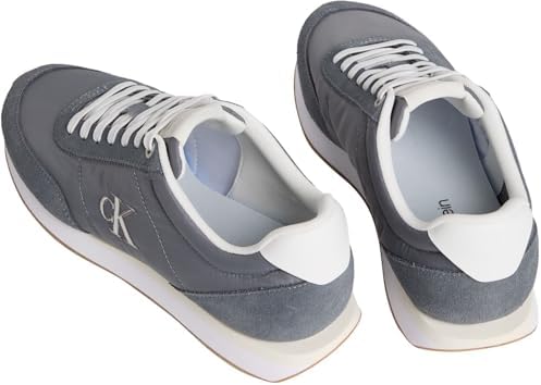 Runner Sneaker Hombre Retro Mix con Logotipo, Gris (Night Owl/Off White), 42