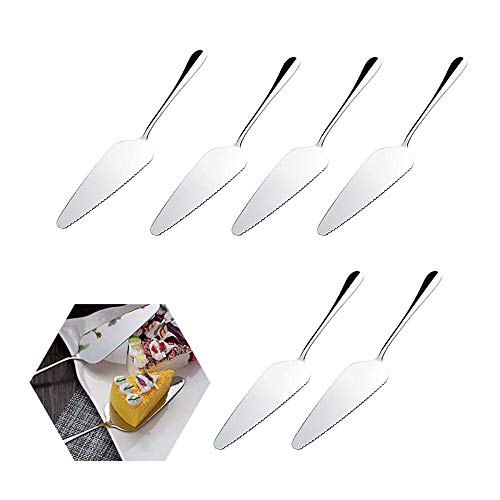 6pc Stainless Steel Cake Server, Wedding Cake Knife for Party and Daily User, Stainless Steel Pie Machine Cake Rack Handle Scraper Slot Pizza Machine Cutting Knife,All In One Cutter & Server Set