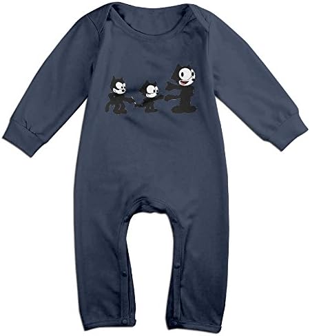 Gdlov Felix The Cat 18 Baby's Boys Girls Kids Long Sleeve Creeper Romper Bodysuits Onesies Jumpsuits Size 24 Months US Navy