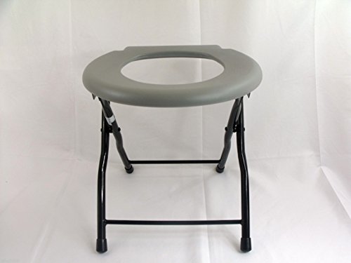 Folding Commode Chair Steel Portable Camping Toilet Seat, 250 Pounds Capacity by KX Medical - Thumbnail 3