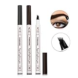Turelifes Tattoo Eyebrow Pen with Four Tips Long-lasting Waterproof Brow Gel for Eyes Makeup (#02Brown (Light brown))