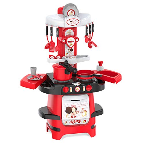 WanuigH Küchenspielzeug Moderne Chef-Küche Bunte Kunststoff-Spielküche Kinder Küche Spielset mit Spielzeug-Zubehör-Set…