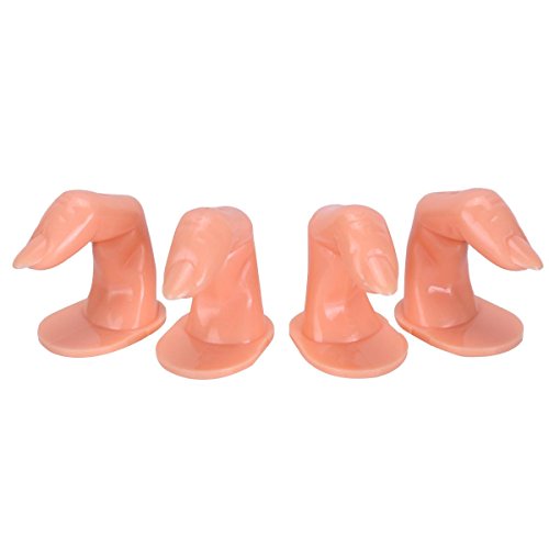 Pro UV Gel Polish Acrylic Nail Art Tips Practice Fake False Fingers Training Display Tools (Set of 4) Gift