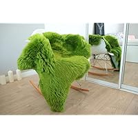 Premium New Zealand Single Pelt 2×3 ft Sheepskin Green Fur Rug Shggy Chair Cover Floor Carpet for Bedroom Living Room Decorations