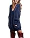 ZANZEA Women's V-neck Long Sleeve Loose Blouse Jumper Tops Mini Dress Pullover Blue US 16/ASIAN XXL