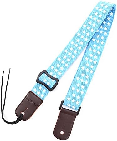 Longteam Fluorescent Star Ukulele Neck Strap, 1.5 Inch Adjustable Jean Straps, Hawaiian Hootenanny Ukulele Accessories Guitar Neck Straps With 1 PU Leather Guitar Picks