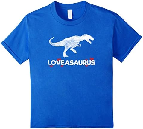 Kids Loveasaurus Dinosaur Heart Valentines Day T-Shirt Boys Girls 6 Royal Blue
