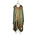 Paskmlna Border Pattern Double Layered Reversible Woven Pashmina Shawl Scarf Wrap Stole (#08olive green)