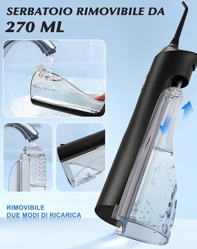 Dental Water Flosser 2025 Test Winner 5 Jet Nozzles and 4 Modes, Dental Hygiene and Interdental Cleaning, Oral Hygiene, Large Tank, IPX7 Waterproof for Home and Travel